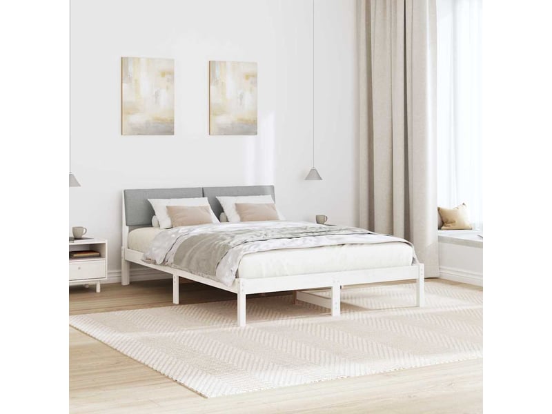  Lit double- lit adulte -  cadre de lit avec tête de lit blanc et gris clair 160 x 200 cm  - Conforama C