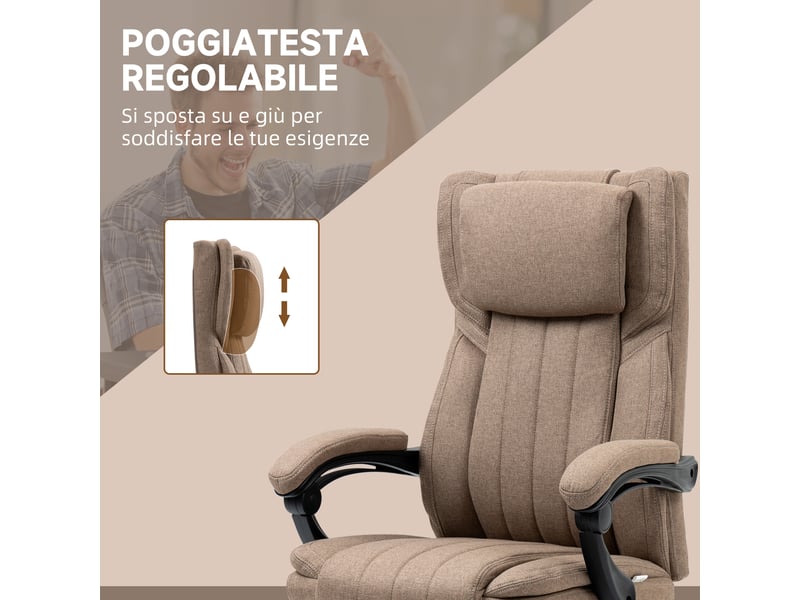  Chaise de bureau massante marron avec repose-pieds escamotable, inclinable à 135°  - Conforama W