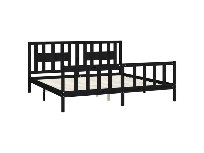  Lit double- lit adulte -  cadre de lit sans matelas noir bois massif de pin 200x200 cm  - Conforama C