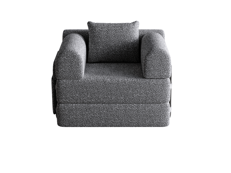 Fauteuil convertible 1 place 94x91,4x94 cm – gris – rangement d'accoudoir et couchage d'appoint  - Conforama A
