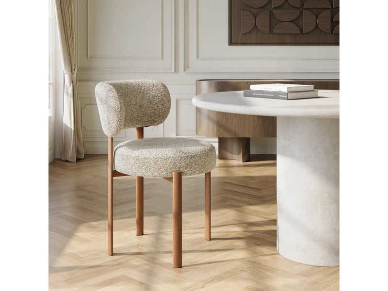  Lot de 2 chaises en bouclette beige lauren AC24BB - Conforama B