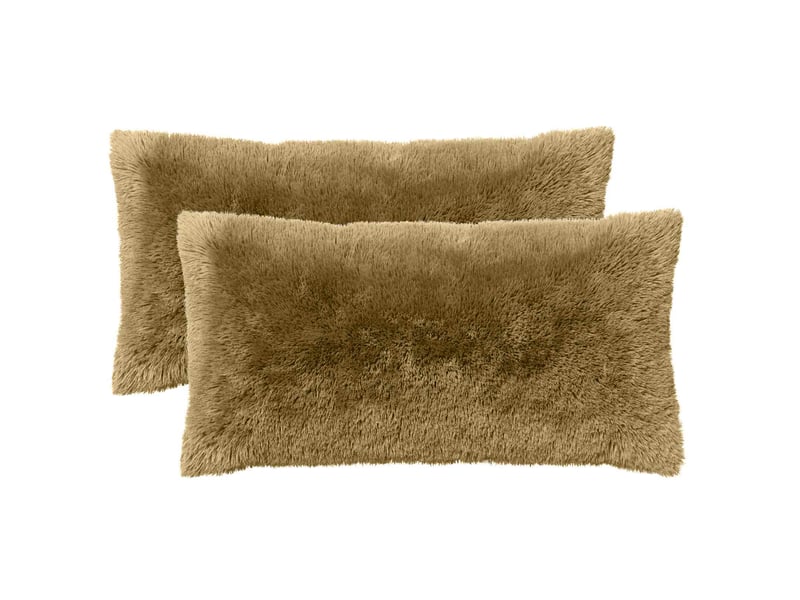  Lot de 2 coussins avec oreiller, coussins décoratifs heerlen gris clair fleece pv cf50448  - Conforama A