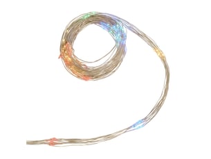Guirlande lumineuse à pompons d'intérieur 2 m 200 led multicolore fil cuivre à piles