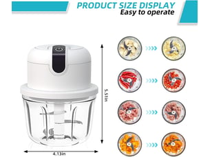 Hachoir électrique de cuisine, hachoir électrique à oignons 350 ml, charge usb, hachoir à oignons sans fil, adapté aux oignons, fruits, noix, viande