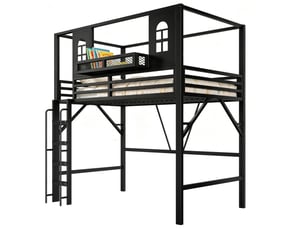 Lit mezzanine 90x200 cm HOMVRA coloris noir