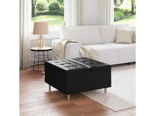 Ottoman, repose pied salon avec rangement noir 80x80x45 cm simili cuir