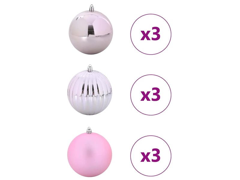  Ensemble de boules de noël xl 9 pcs rose ø 15 cm plastique  - Conforama C