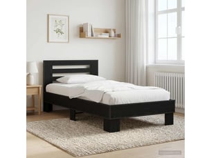 Lit adulte, lit simple, cadre de lit avec tête de lit chêne noir 80x200cm cf2573