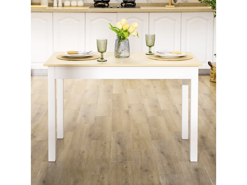  Table de salle à manger design moderne bicolore avec dim. 119l x 70l x 75h cm grand plateau 4-6 personnes en bois  - Conforama W