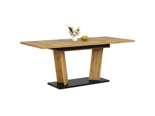 Table de salle à manger extensible 120-160×80×76cm, avec patins antidérapants réglables, moderne, coloris chêne