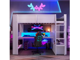 Lit mezzanine 90x200 cm <strong>HAVRYA</strong>  <strong></strong> coloris blanc