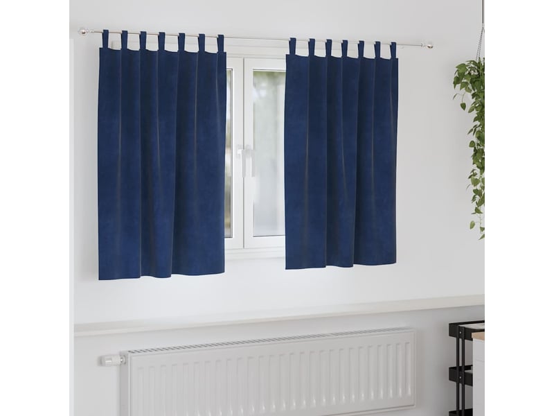 Lot de 2 rideaux, rideaux de fenêtre bleu foncé 140 x 140 cm velours cf43986  - Conforama B