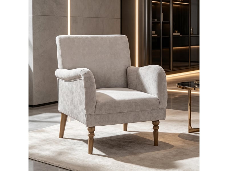 Canapé 1 place, canapé de salon, en lin, pieds en bois, mobilier pour espace de vie, pour salon et séjour - Conforama A