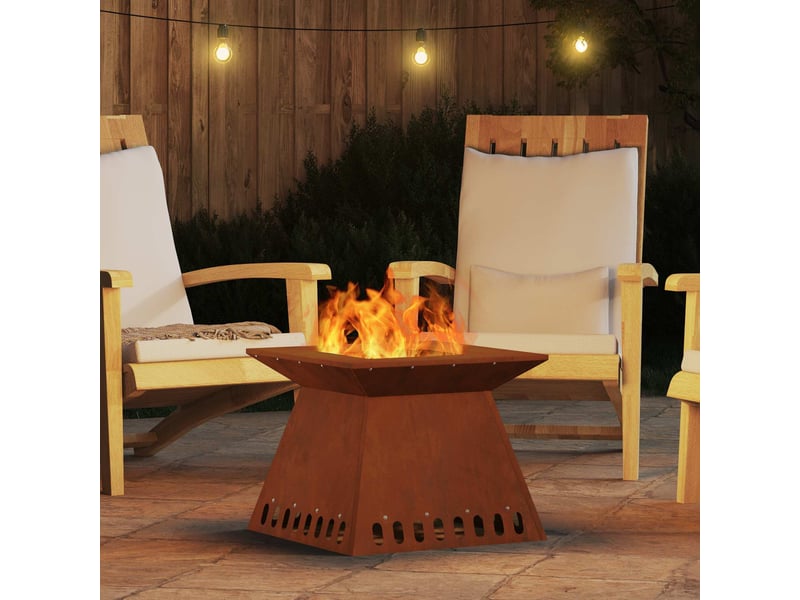  Brasero exterieur, foyer camping rouillé 48x48x40 cm acier patiné  - Conforama D