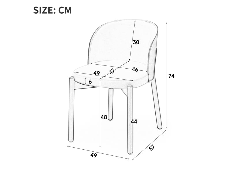  Lot de 2 chaises de salle à manger à dossier enveloppant  - assise rembourrée en lin, bois naturel  - Conforama D