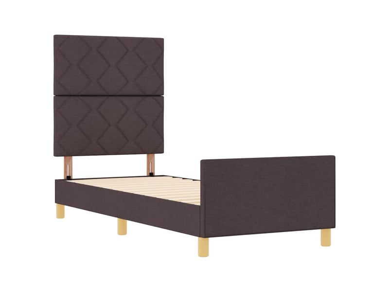  Lit simple- lit adulte -  cadre de lit avec tête de lit marron foncé 80 x 200 cm tissu  - Conforama C