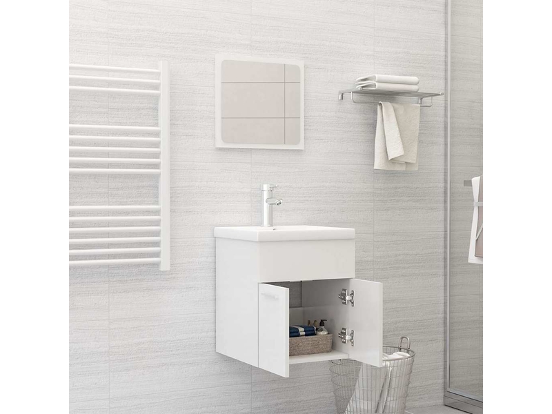 Ensemble de meubles de salle de bain blanc brillant aggloméré cf63902 - Conforama C
