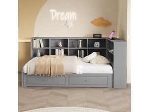 Lit gigogne 90x190 cm VIVRYN coloris gris
