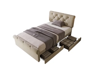 Lit simple 90x200 cm REDOM   coloris naturel