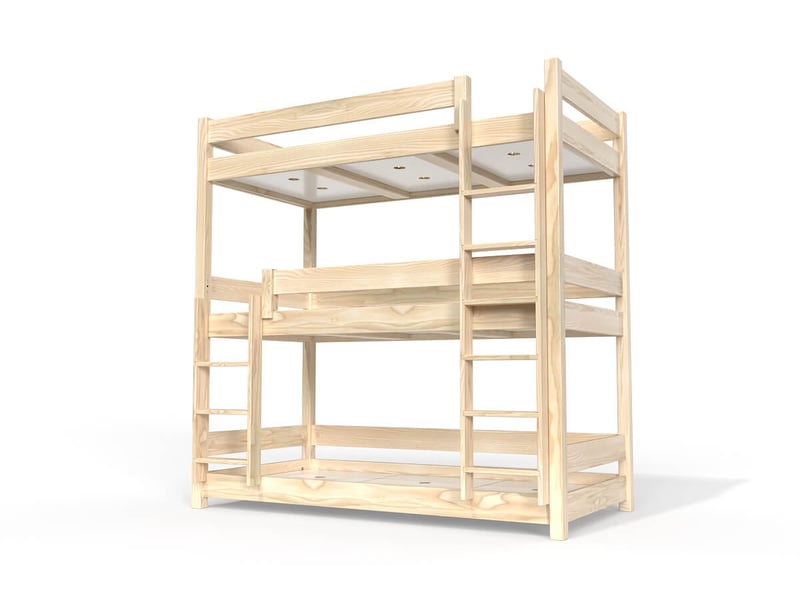  Lit superposé 3 places 80x190 en bois massif abc, vernis naturel TRI380-V - Conforama A