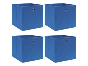 Boîtes de rangement 4 pcs bleu 32x32x32 cm tissu