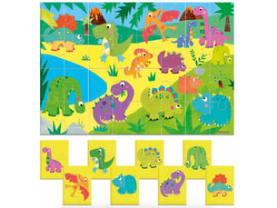 Puzzle recto verso 8+1 dinosaures