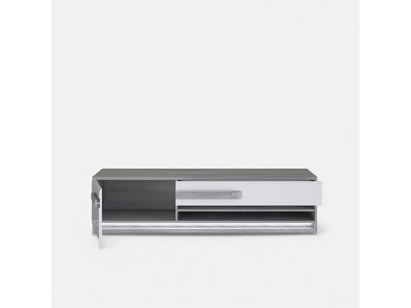 Meuble tv moderne chêne avec led intégré 160x40 attention  - Conforama D