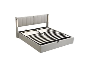 Lit avec rangement 140x190 cm coloris gris