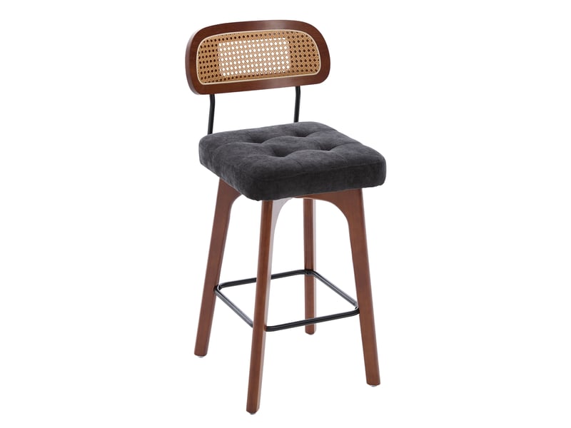  Lot de 2 tabourets de bar pivotants à 360° en chenille et rotin noir W3056P520511 - Conforama A