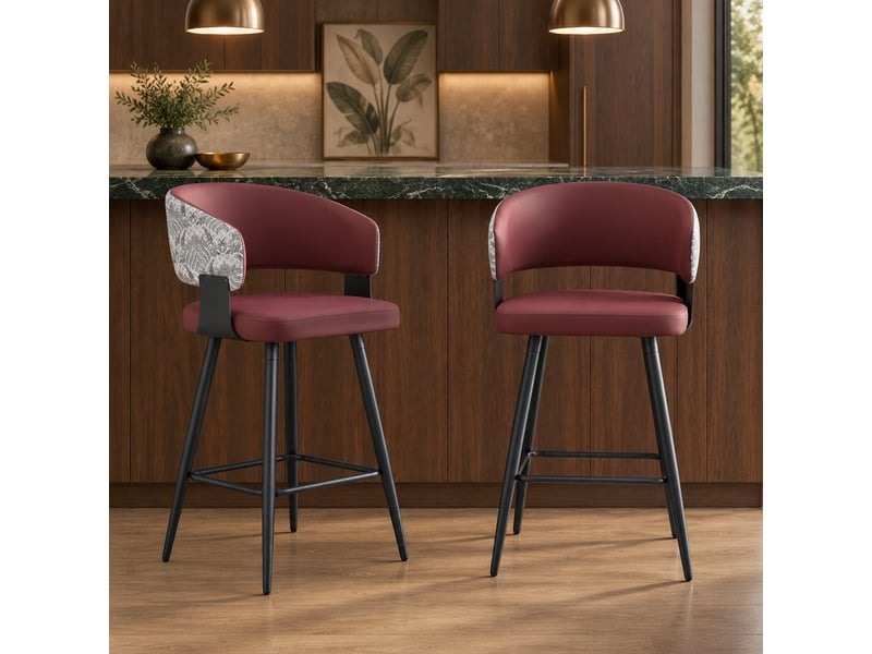 Lot de 2 chaises de salle à manger,46x47x94,5 cm,avec accoudoirs,similicuir,rouge - Conforama B