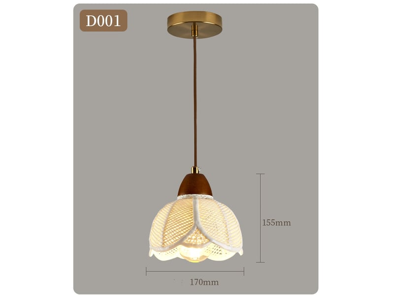  Suspension en métal blanc mat, bois naturel et céramique – 17x15.5cm  - Conforama B