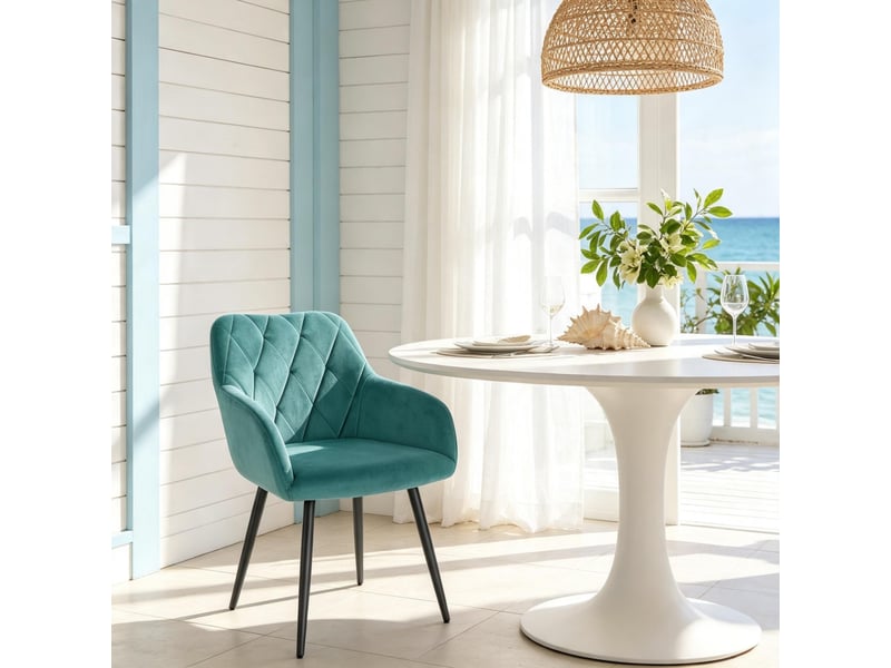  Chaise de salle à manger lot de 1 avec accoudoirs, siège rembourré confortable et design fonctionnel  - Conforama B