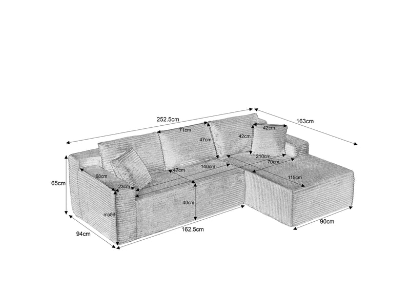  Canapé d’angle modulable 4 places blanc avec chaise longue  - Conforama C