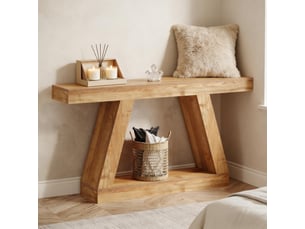 Console d'entrée avec rangement en mdf coloris naturel 140x30x80 cm