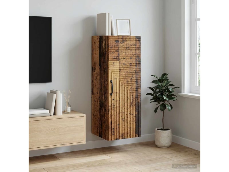  Armoire murale salon bois ancien 33x34,5x90cm bois d'ingénierie shl9007  - Conforama B