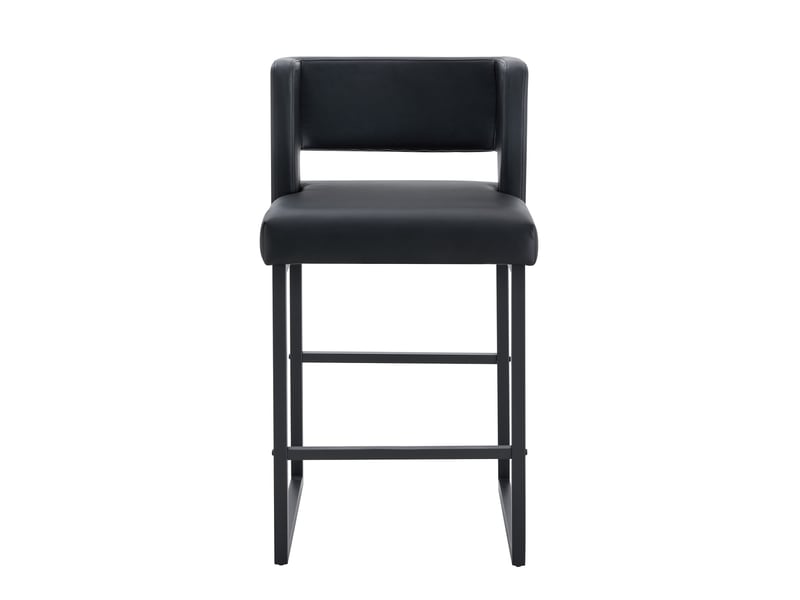 Lot de 2 tabourets de bar 49.5x41.4x91.4cm – design carré moderne et confortable avec sièges en cuir - pieds en métal noir - noir  - Conforama A