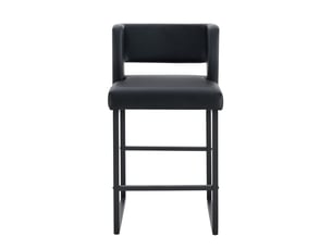 Lot de 2 tabourets de bar 49.5x41.4x91.4cm – design carré moderne et confortable avec sièges en cuir - pieds en métal noir - noir