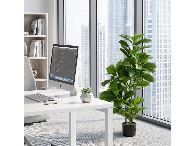  Ficus artificiel, 110 cm de haut, 90 feuilles et pot pour salon  - Conforama D
