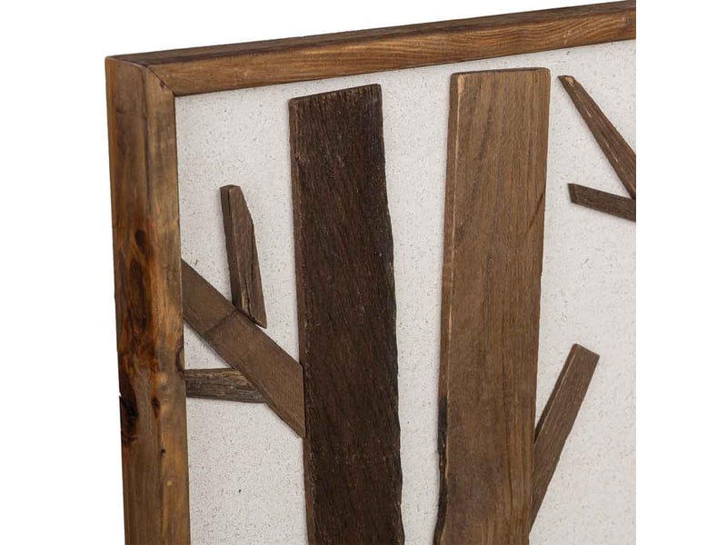  Tableau en bois recyclé fait main relief brun et blanc 62x4x62 cm h  - Conforama E