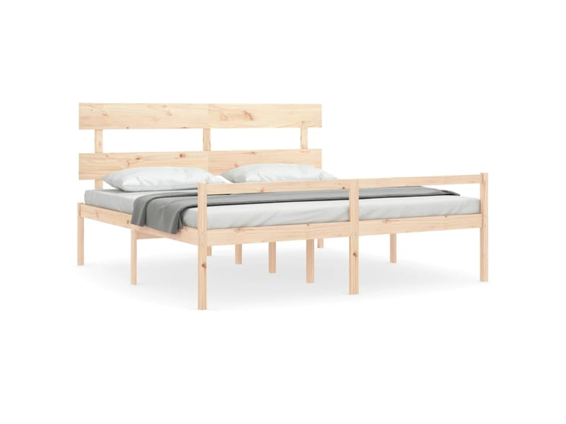  Lit double- lit adulte -  lit pour personne âgée et tête de lit 200x200 cm bois massif  - Conforama A