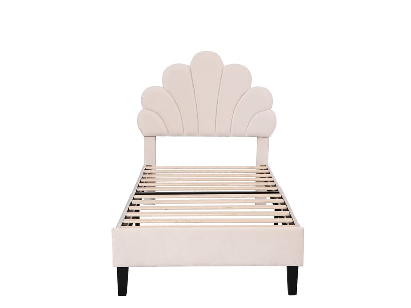  Lit enfant 90x200, lit cabane enfant ,sommier inclus et tête de lit fleurie en velours doux pour peau délicate  - Conforama A