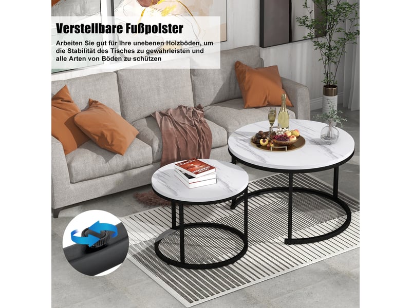  Lot de 2 tables basses rondes gigognes – tables d’appoint design moderne pour salon | coforama  - Conforama D