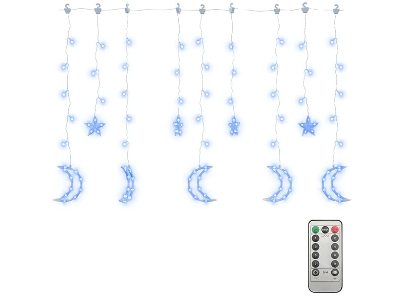 Guirlande lumineuse, éclairage de noël étoile et lune avec télécommande 138 led cf62441 - Conforama C