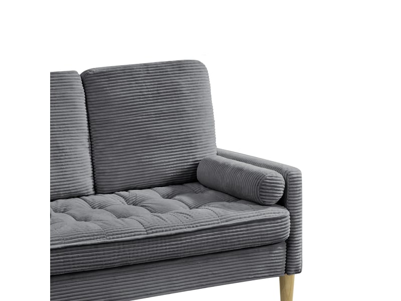  Canapé droit 2 places gris en velours côtelé 121 x 76 x 87 cm, style nordique, compact pour salon, chambre ou studio W3423P395377 - Conforama R