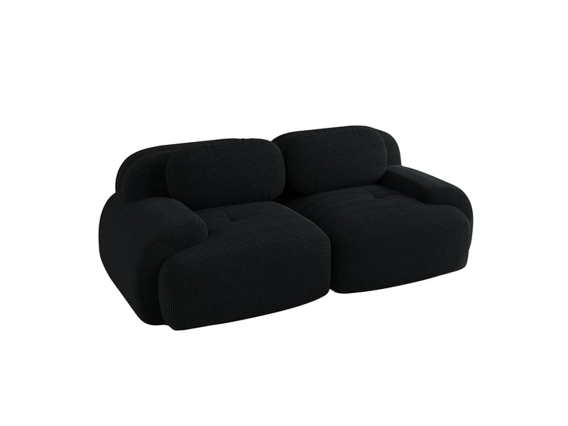  Canapé modulable, canapé 2 places, en velours tricoté, noir, base antidérapante, forme incurvée, sans structure  - Conforama W