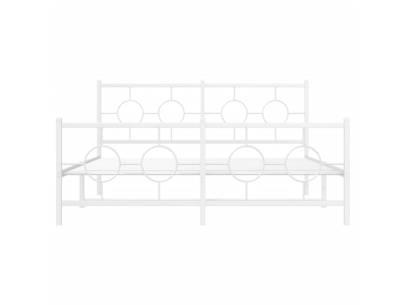  Lit double- lit adulte -  cadre de lit métal sans matelas et pied de lit blanc 150x200 cm  - Conforama D
