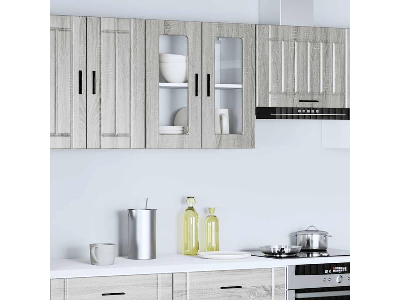  Armoire murale de cuisine avec porte en verre porto sonoma gris shl3428  - Conforama B