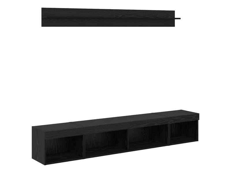  Ensemble de meuble tv - banc tv - meuble de rangement mural 5 pcs chêne noir bois d'ingénierie  - Conforama A