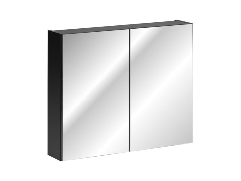  Meuble de rangement vanta 80 cm noir – caisson mural suspendu avec portes et miroirs  - Conforama A