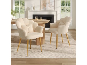 Fauteuil fixe <strong>OKMYHOME</strong> <strong></strong> Tissu bouclette beige vendu Par paire